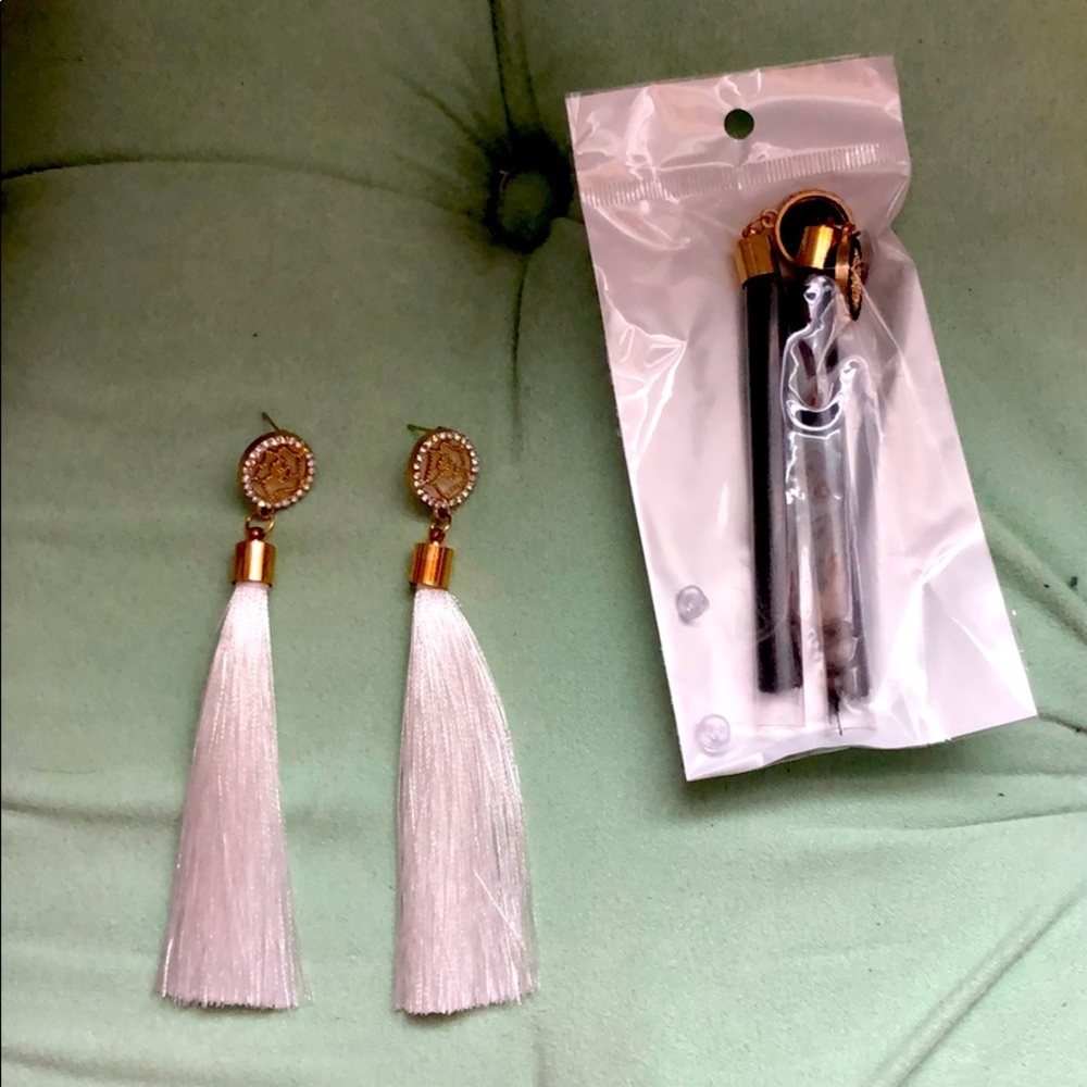 Two pairs of tassel earrings
